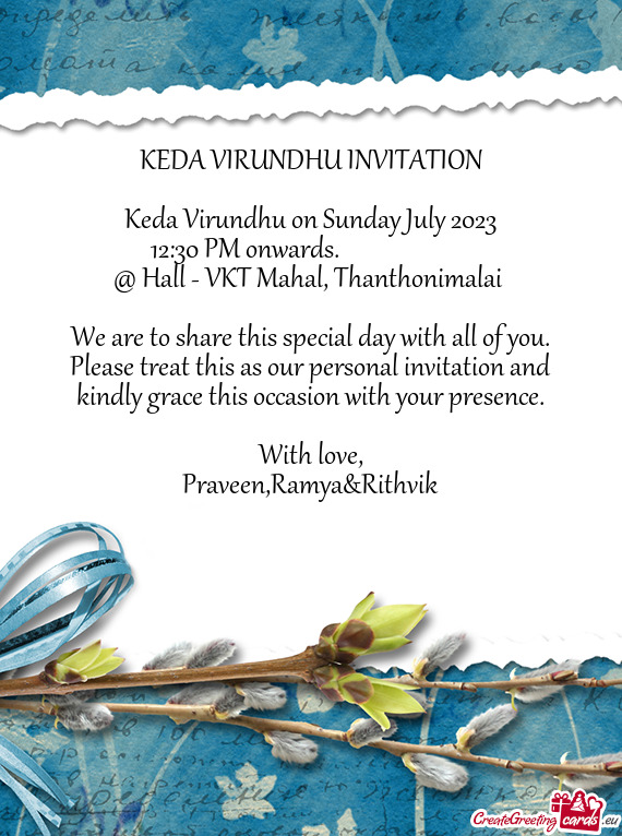Keda Virundhu on Sunday July 2023