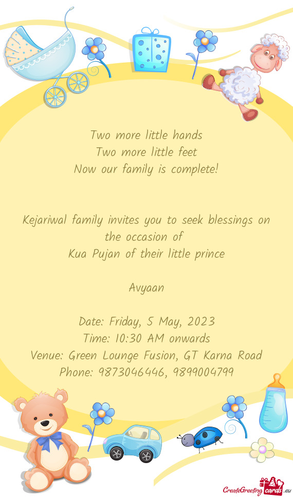 Kejariwal family invites you to seek blessings on the occasion of