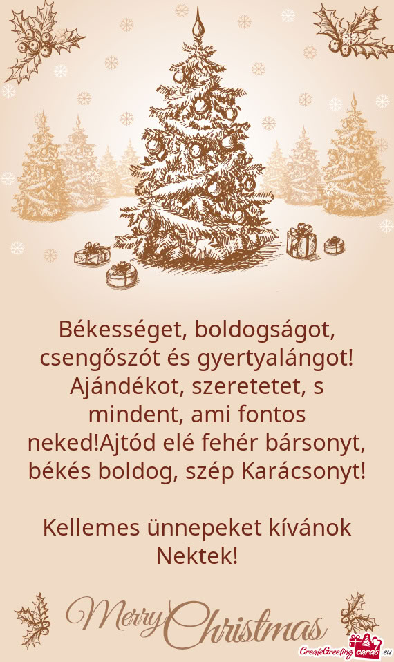 Kellemes ünnepeket kívánok Nektek
