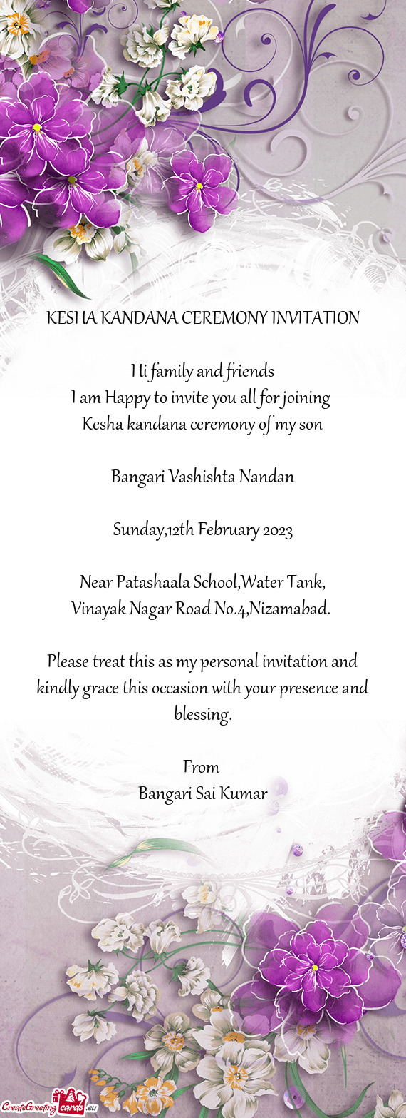 Kesha kandana ceremony of my son