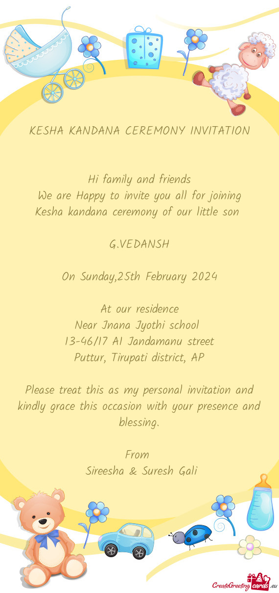 Kesha kandana ceremony of our little son