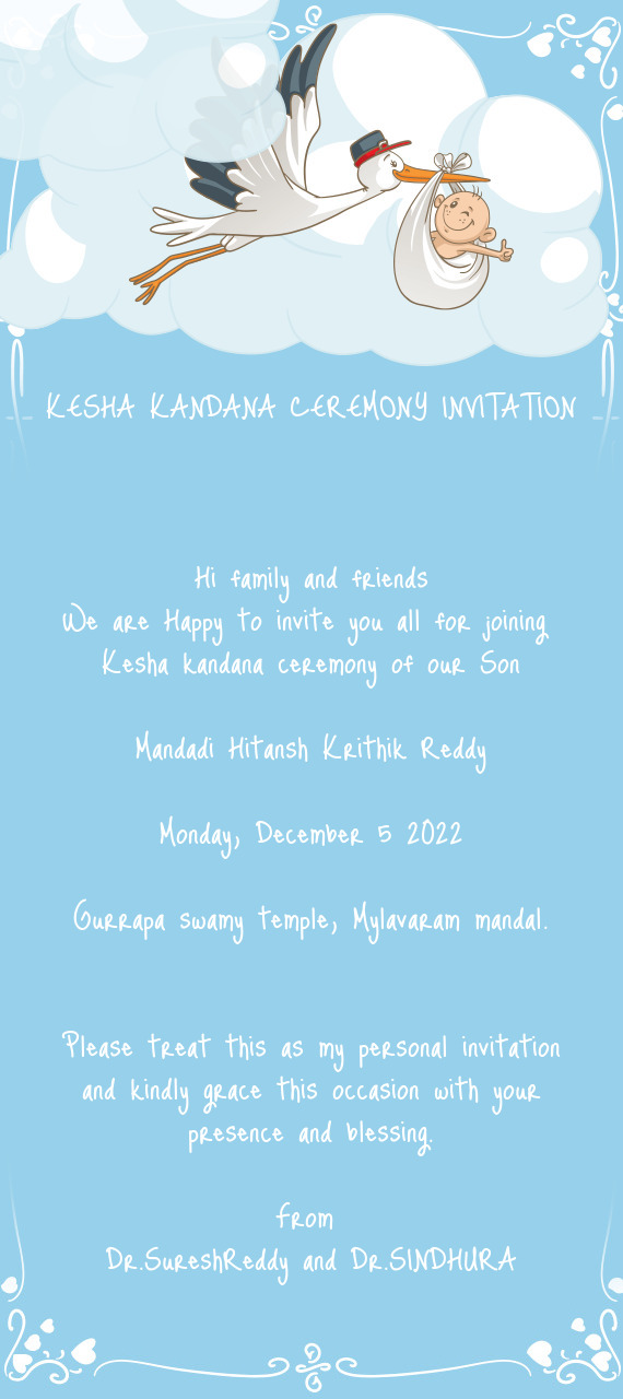 Kesha kandana ceremony of our Son