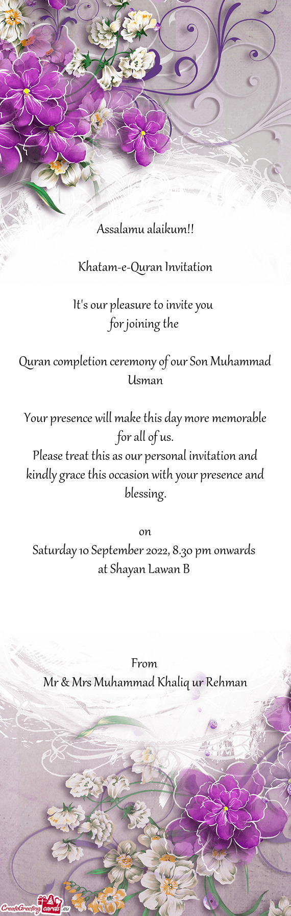 Khatam-e-Quran Invitation