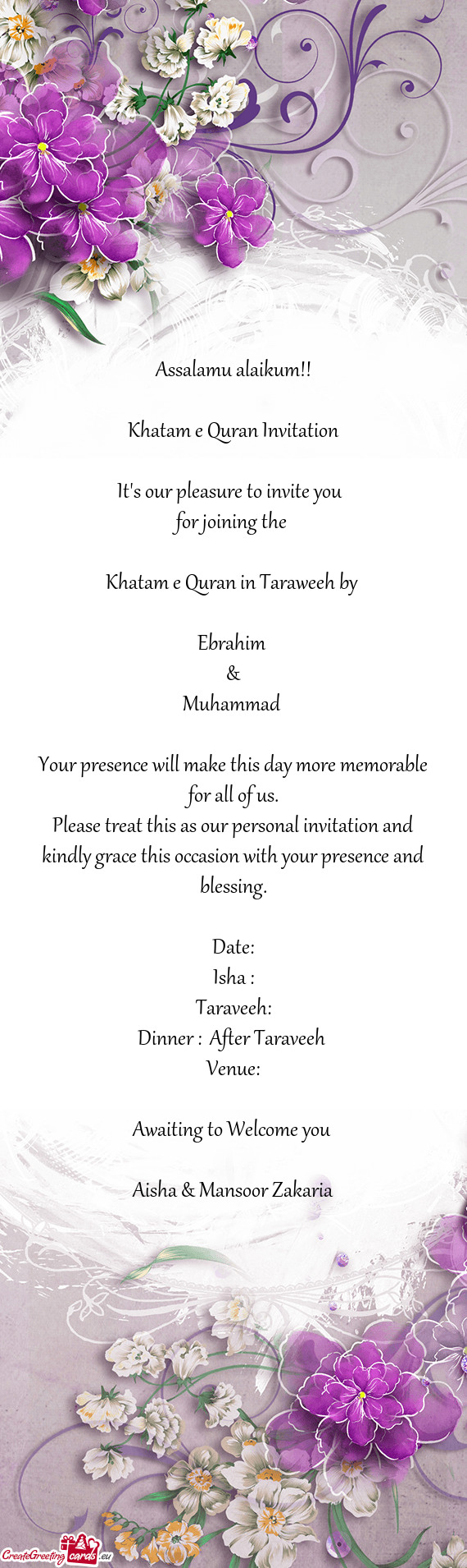 Khatam e Quran Invitation