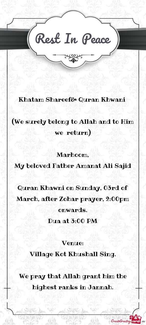 Khatam Shareef& Quran Khwani