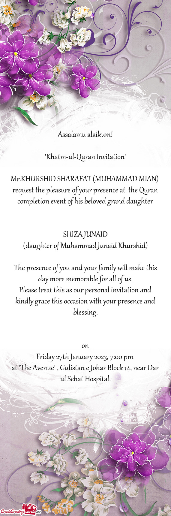 "Khatm-ul-Quran Invitation"