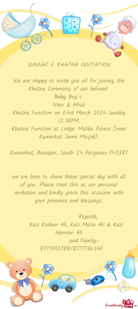 Khatna Function on 03rd March 2024 Sunday 12:30PM