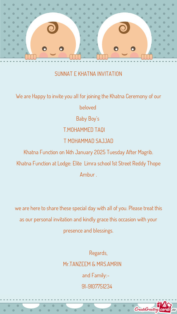 Khatna Function on 14th January 2025 Tuesday After Magrib