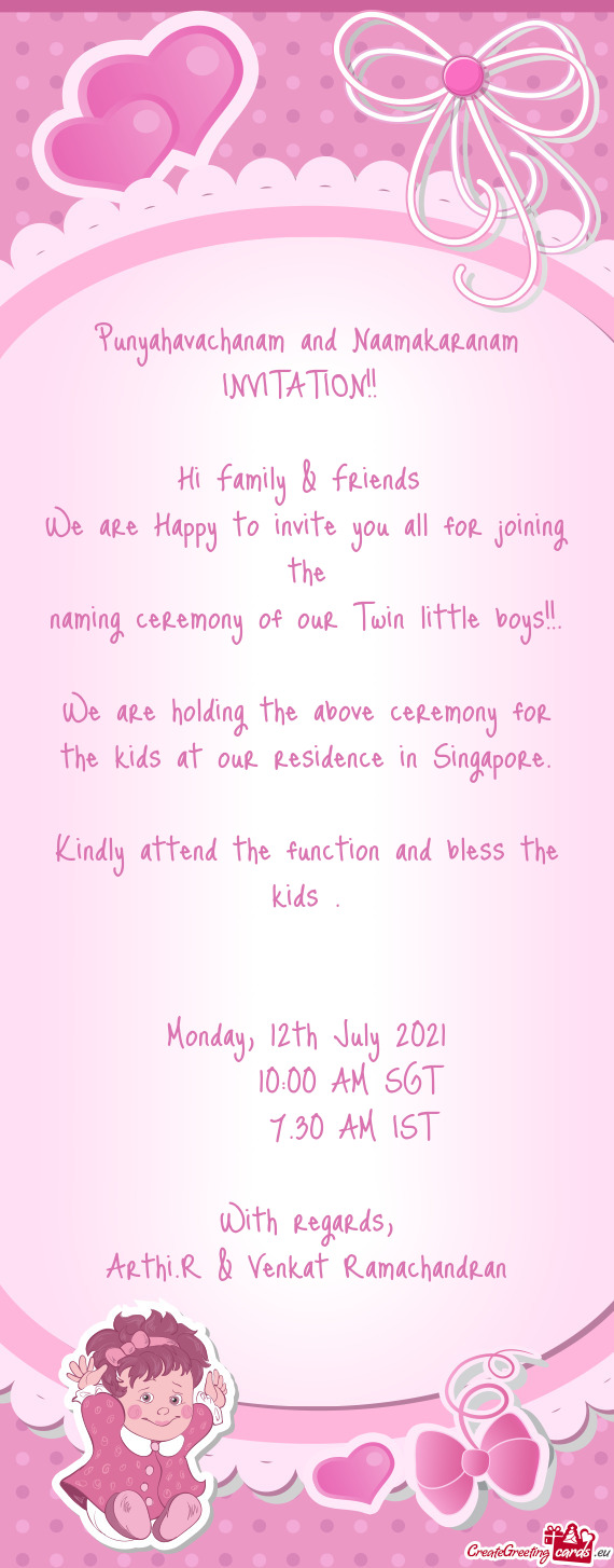 Kindly attend the function and bless the kids