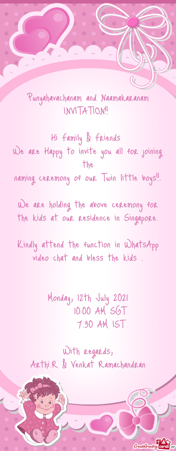 Kindly attend the function in WhatsApp video chat and bless the kids
