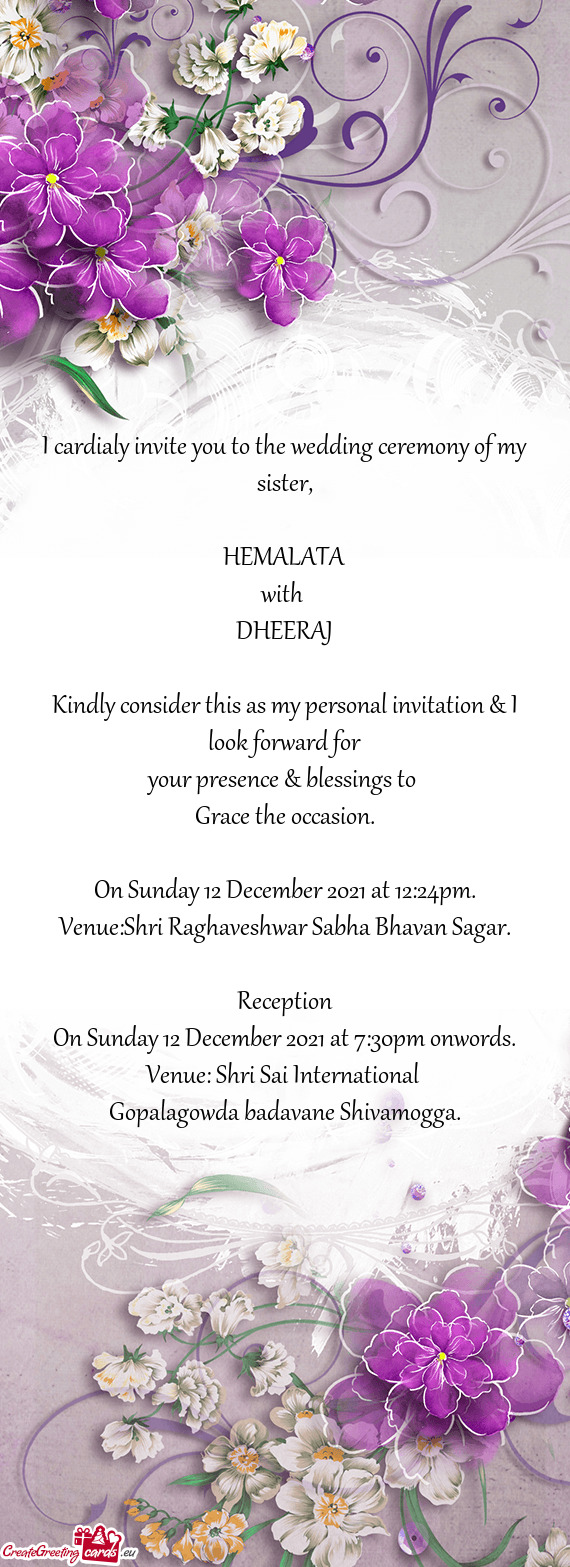 Kindly consider this as my personal invitation & I look forward for