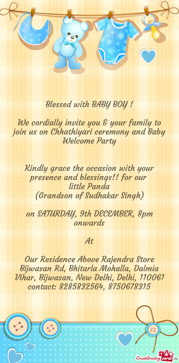 Kindly grace the occasion with your presence and blessings!! for our