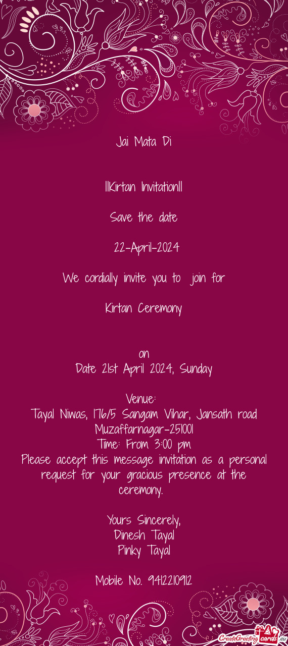 ||Kirtan Invitation||