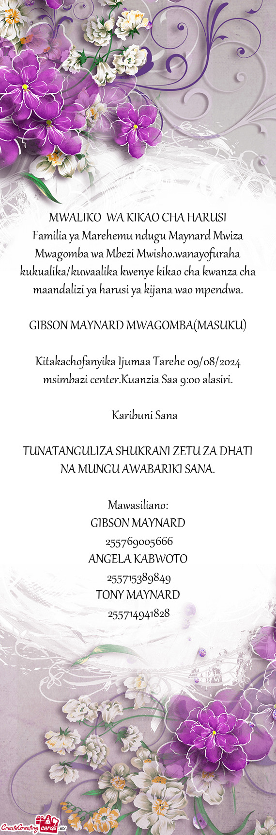 Kitakachofanyika Ijumaa Tarehe 09/08/2024 msimbazi center.Kuanzia Saa 9:00 alasiri