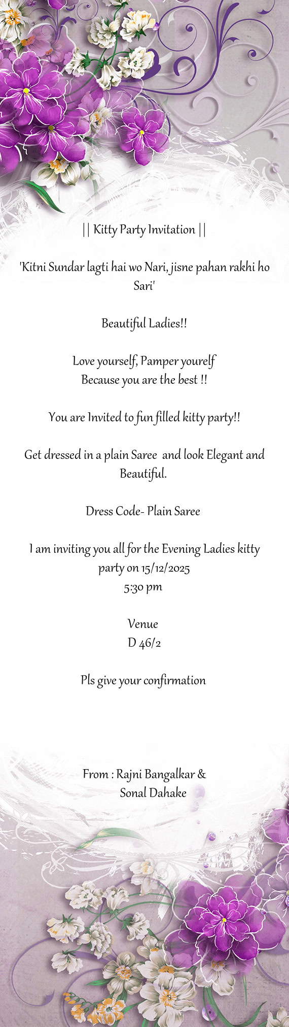 || Kitty Party Invitation ||