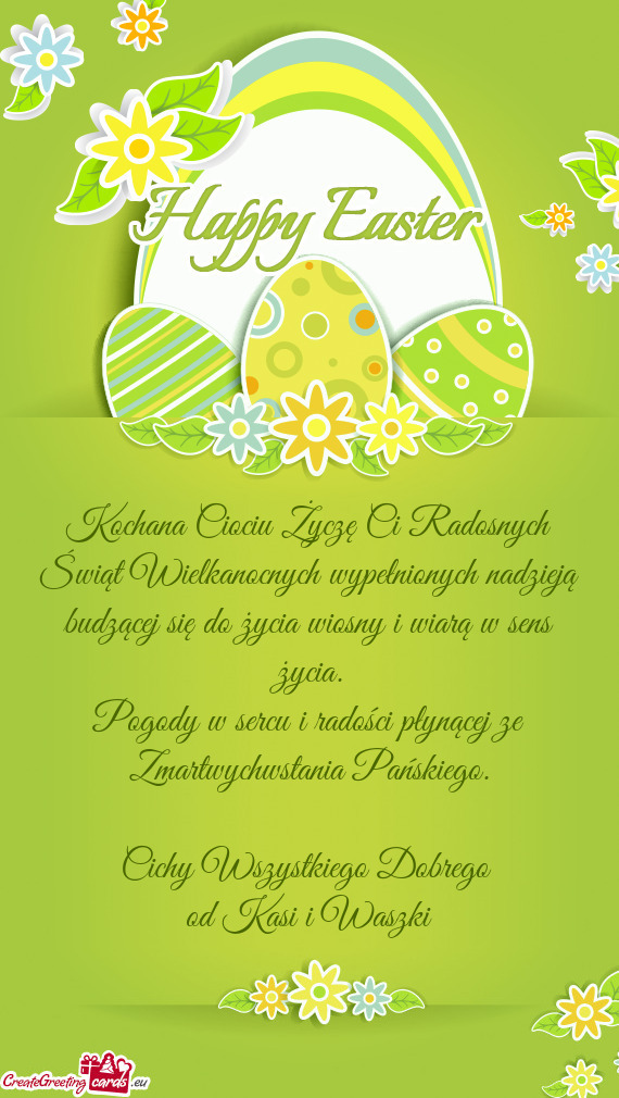 Kochana Ciociu Życzę Ci Radosnych Świąt Wielkanocnych wypełnionych nadzieją budzącej się do