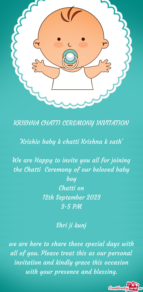 KRISHNA CHATTI CEREMONY INVITATION