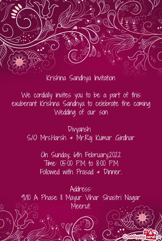 Krishna Sandhya Invitation