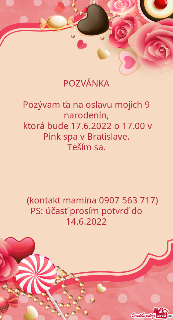 Ktorá bude 17.6.2022 o 17.00 v Pink spa v Bratislave