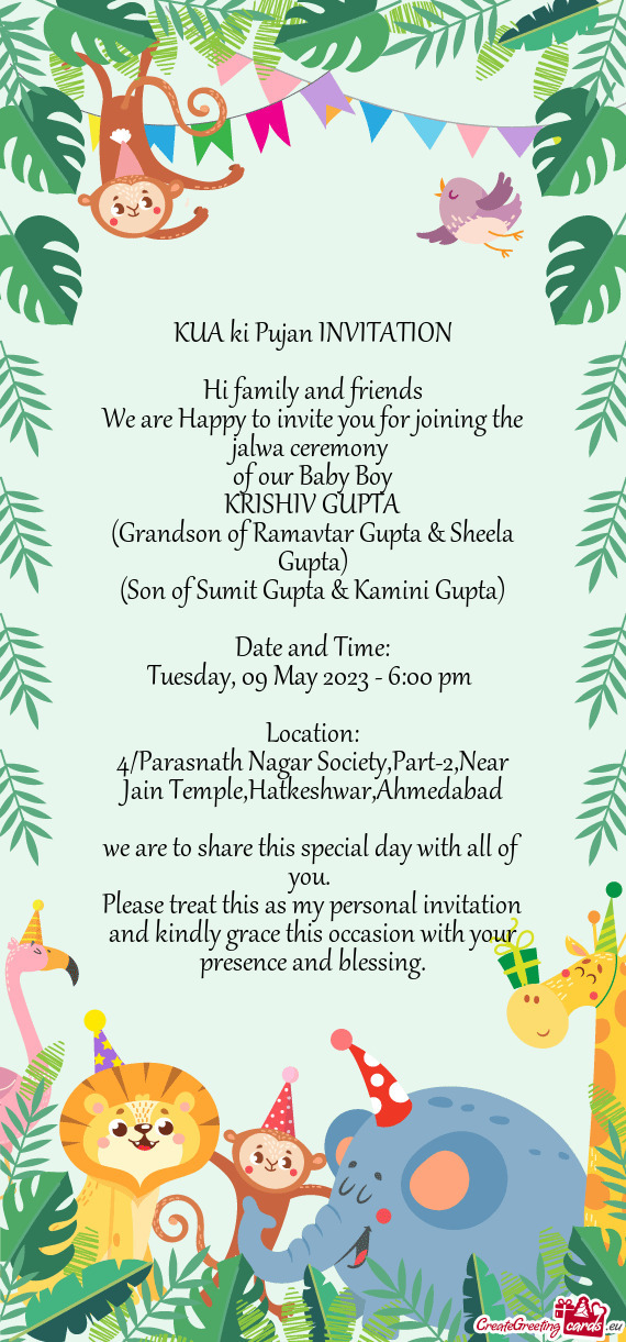 KUA ki Pujan INVITATION