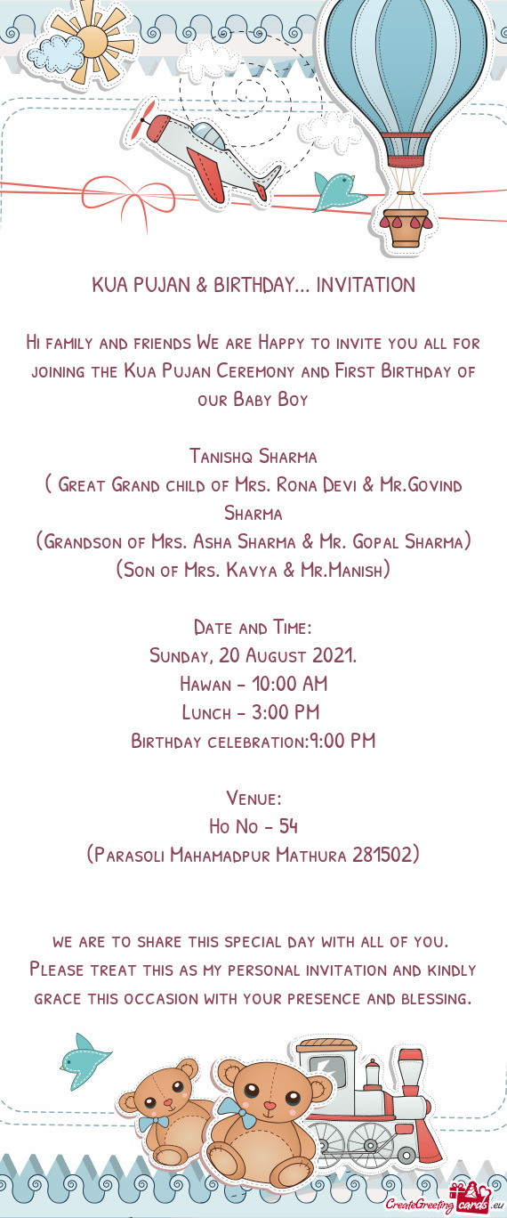 KUA PUJAN & BIRTHDAY... INVITATION