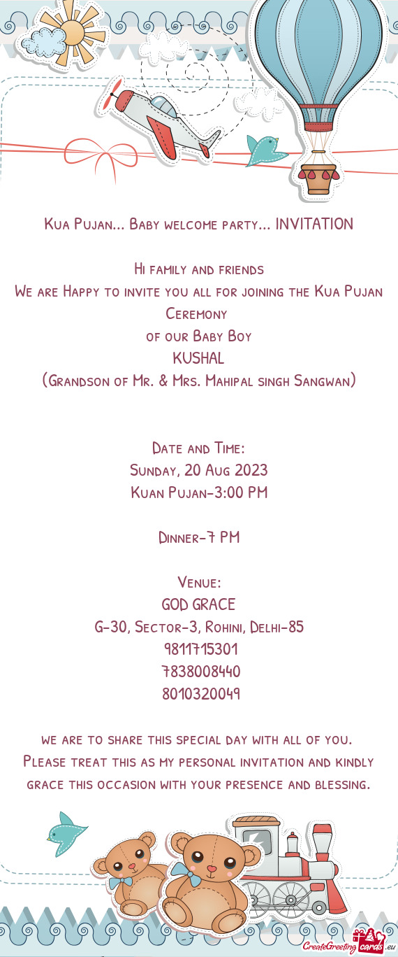 Kua Pujan... Baby welcome party... INVITATION