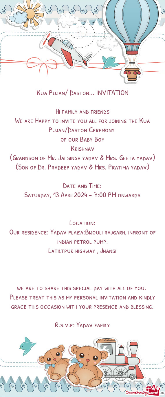 Kua Pujan/ Daston... INVITATION