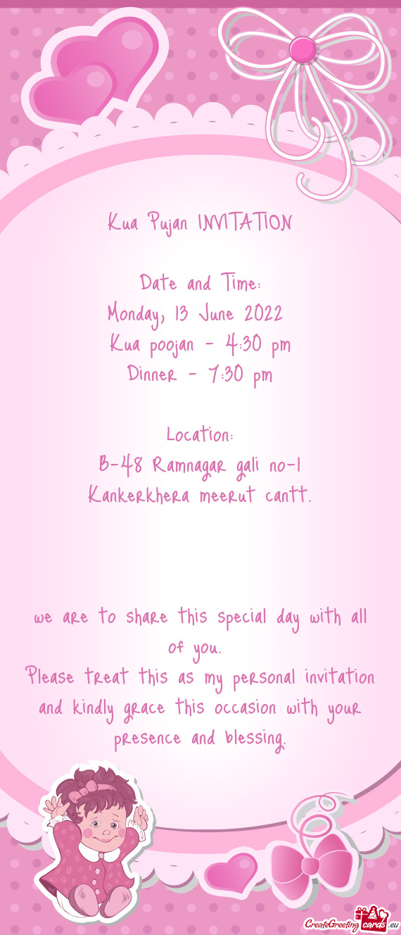 Kua Pujan INVITATION Date and Time
