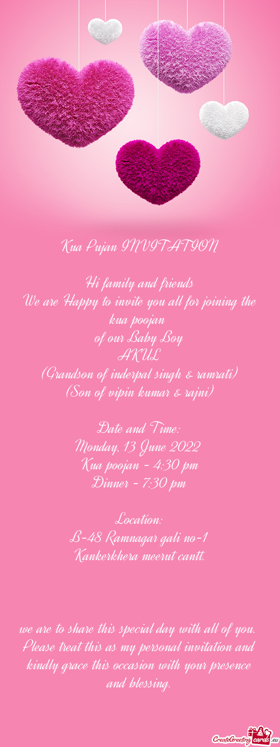 Kua Pujan INVITATION Hi family and friends We are Happy to invite you all for joining the kua po