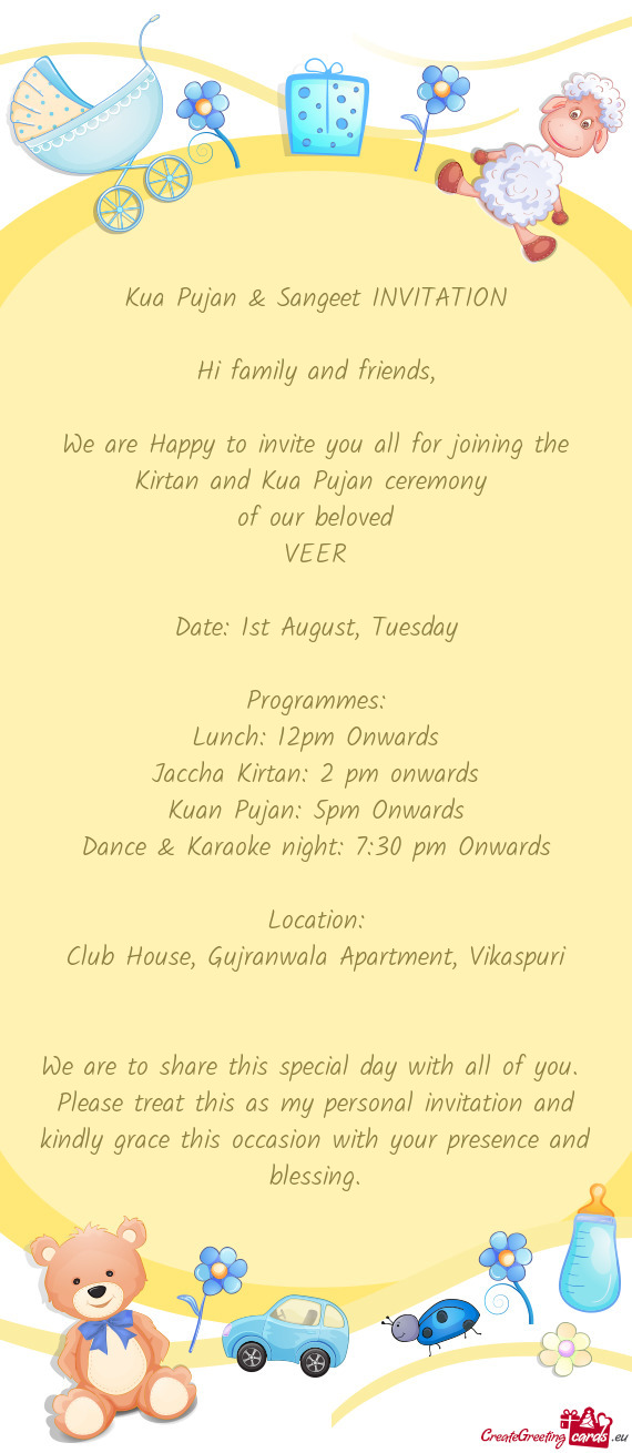 Kua Pujan & Sangeet INVITATION