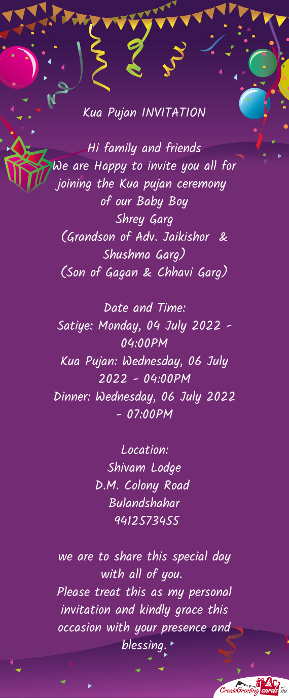 Kua Pujan: Wednesday, 06 July 2022 - 04:00PM