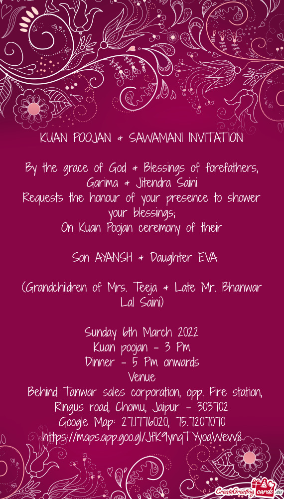 KUAN POOJAN & SAWAMANI INVITATION