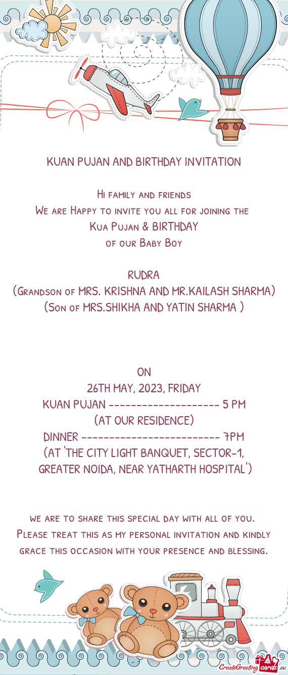 KUAN PUJAN AND BIRTHDAY INVITATION