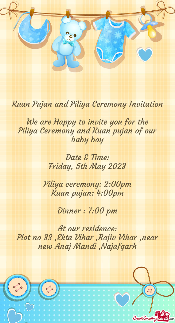 Kuan Pujan and Piliya Ceremony Invitation
