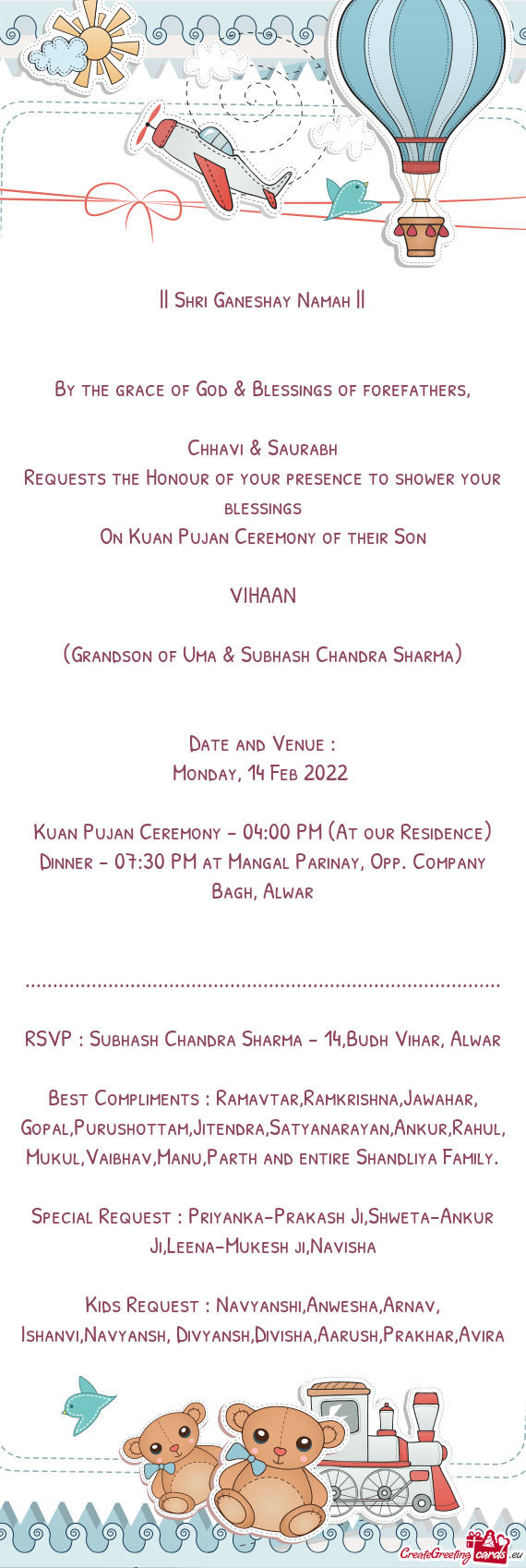 Kuan Pujan Ceremony - 04:00 PM (At our Residence)