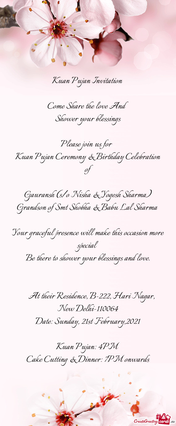 Kuan Pujan Ceremony & Birthday Celebration