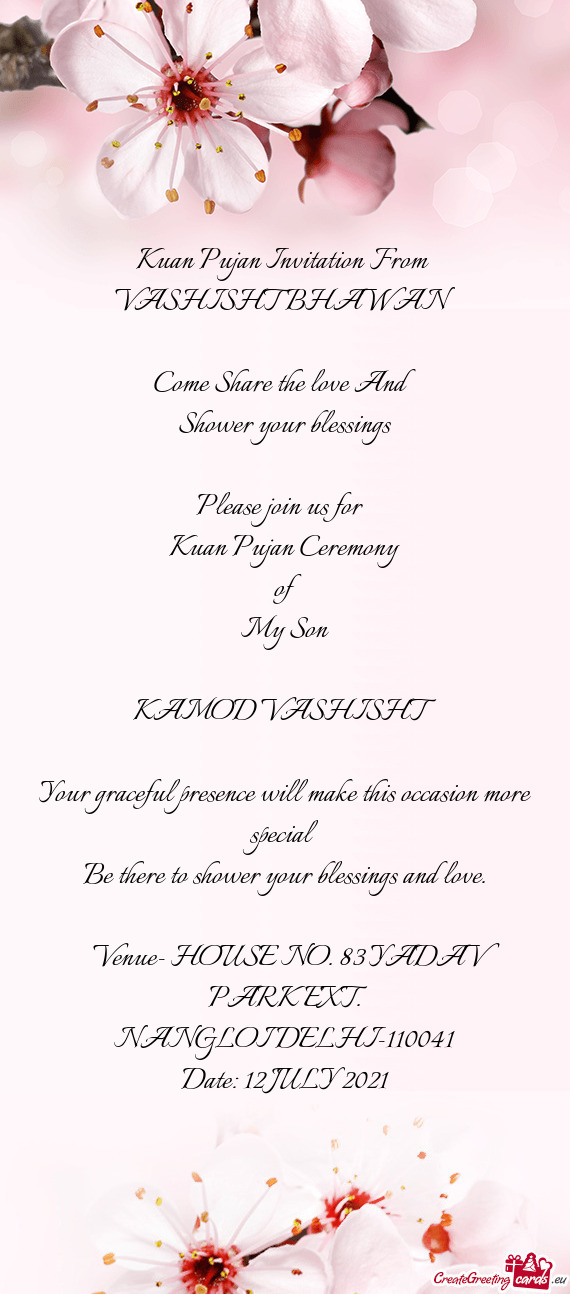 Kuan Pujan Invitation From