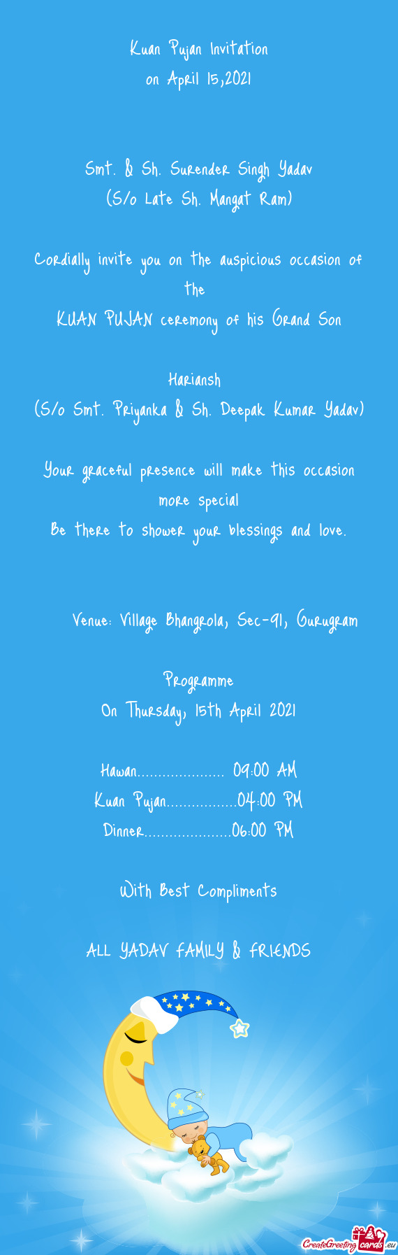 Kuan Pujan Invitation
 on April 15