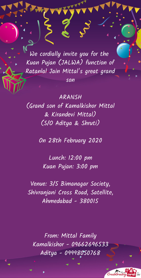 Kuan Pujan (JALWA) function of Ratanlal Jain Mittal