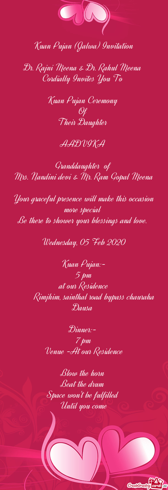 Kuan Pujan (Jalwa) Invitation