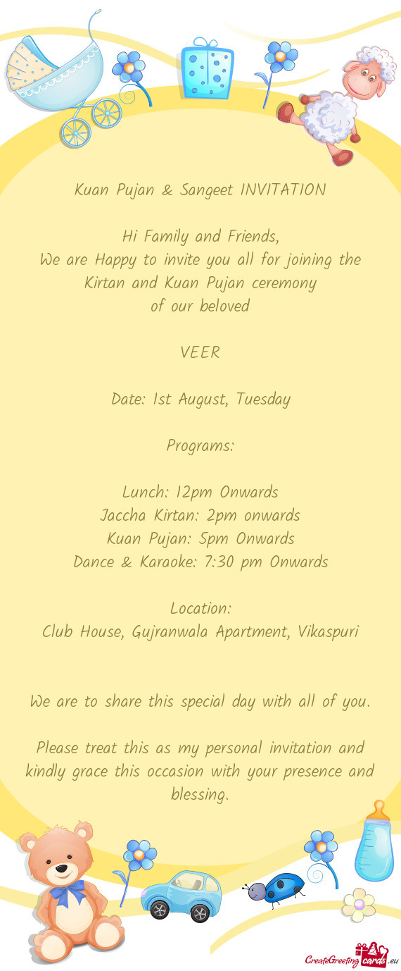 Kuan Pujan & Sangeet INVITATION