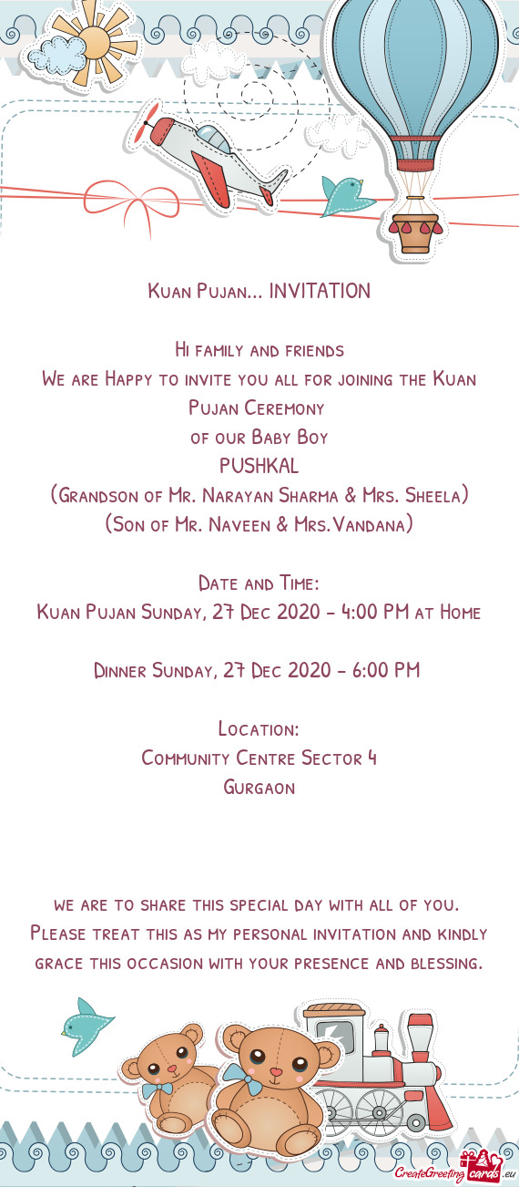 Kuan Pujan Sunday, 27 Dec 2020 - 4:00 PM at Home