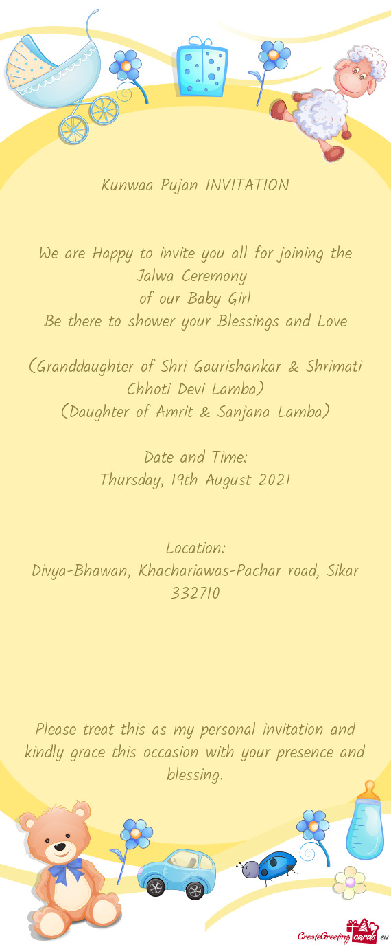 Kunwaa Pujan INVITATION