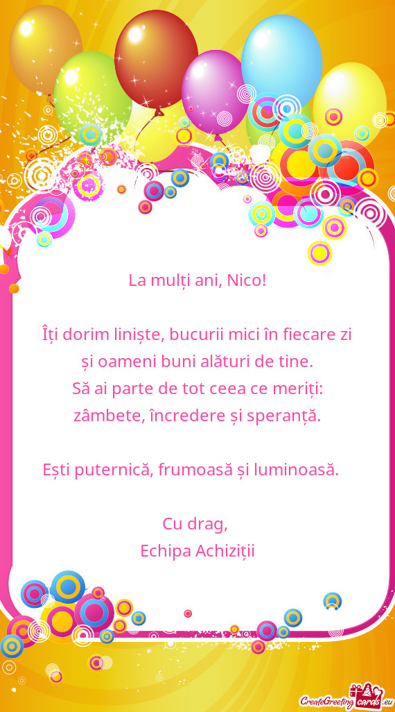La mulți ani, Nico