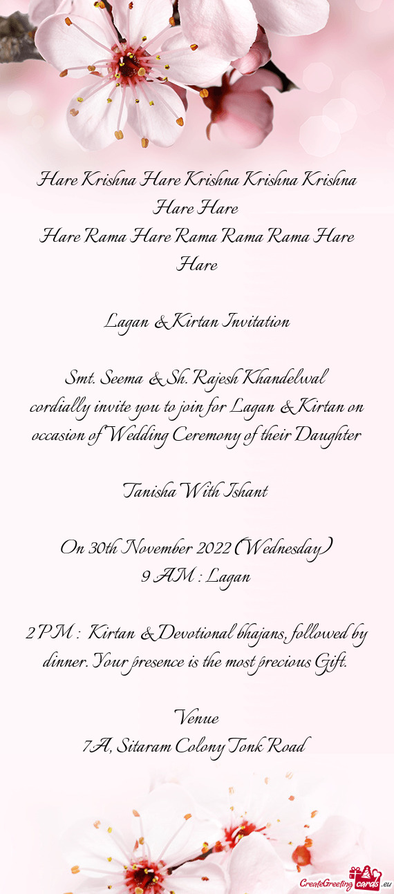 Lagan & Kirtan Invitation