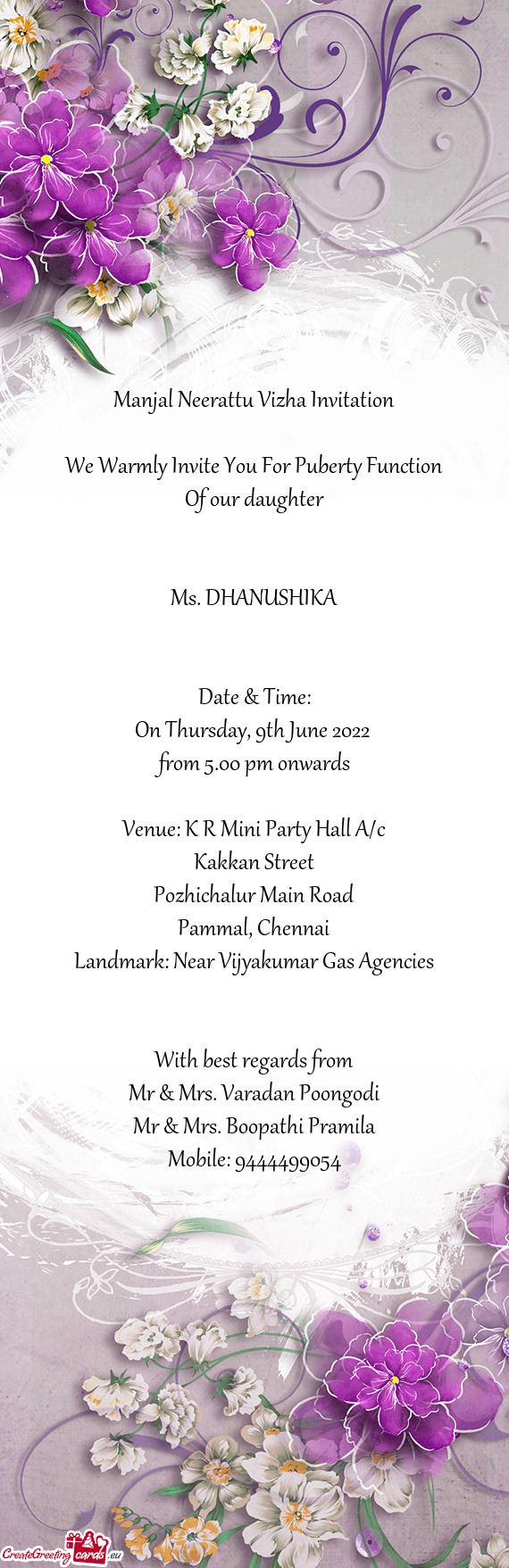 Landmark: Near Vijyakumar Gas Agencies