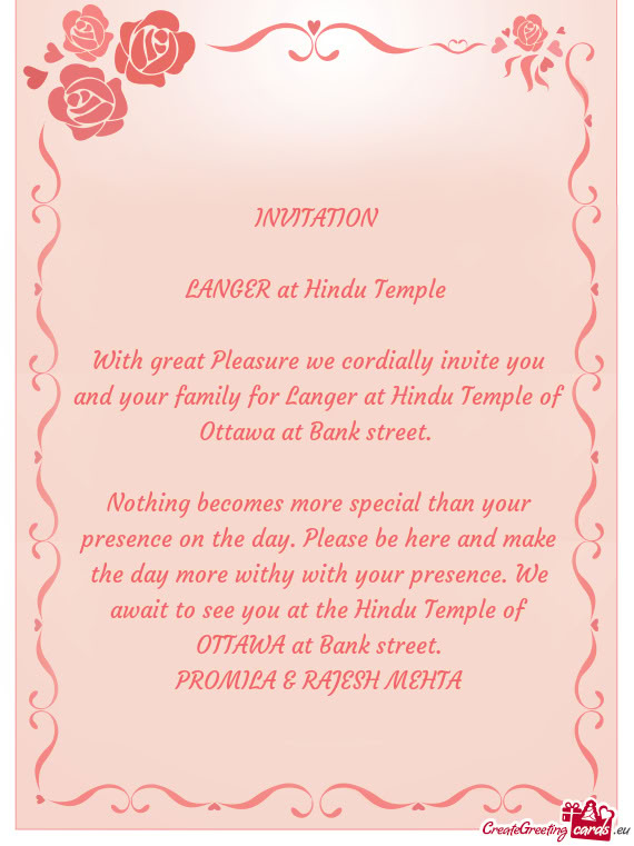 LANGER at Hindu Temple