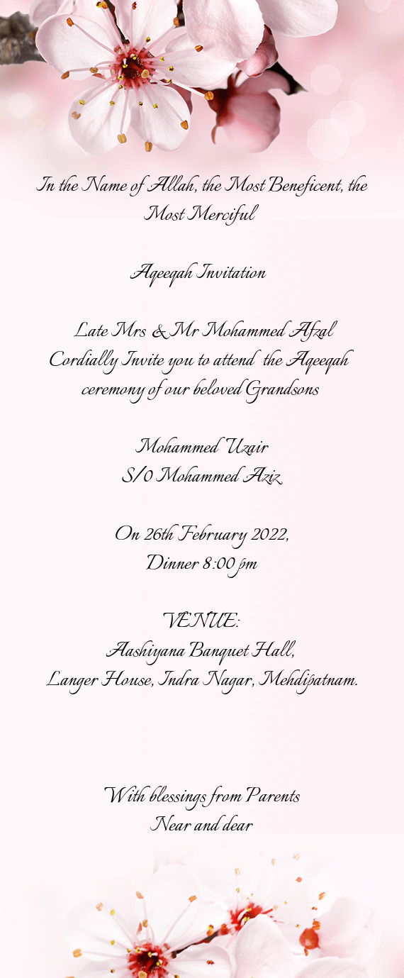 Late Mrs & Mr Mohammed Afzal