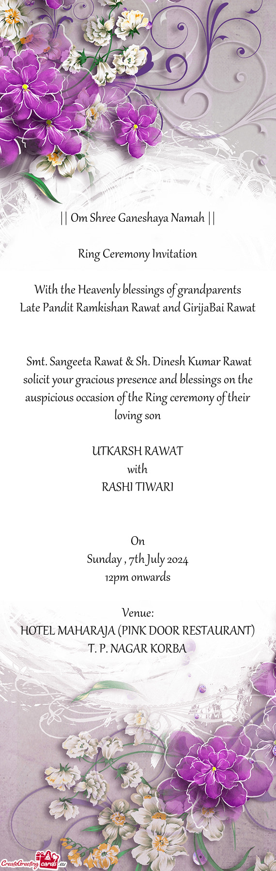 Late Pandit Ramkishan Rawat and GirijaBai Rawat