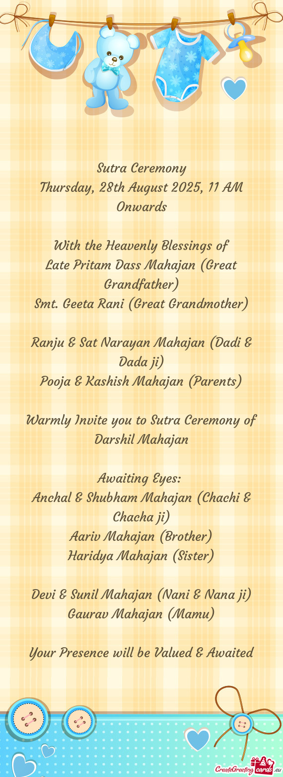 Late Pritam Dass Mahajan (Great Grandfather)